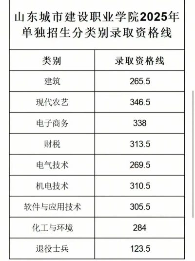 山东城市建设职业学院2024年在四川录取分数线、对应位次