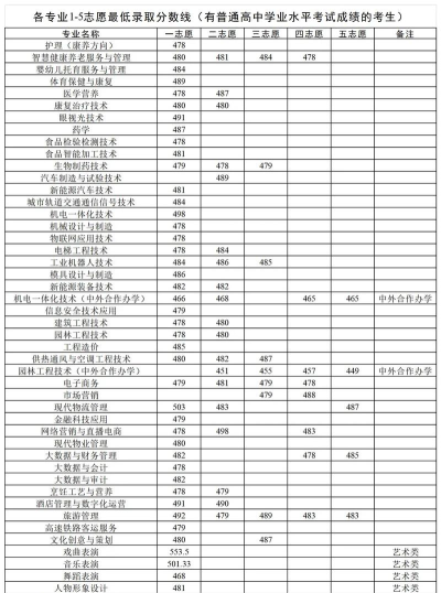 洛阳职业技术学院2024年在重庆各专业录取分数线