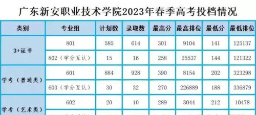 2024年广东新安职业技术学院在湖南录取分数线