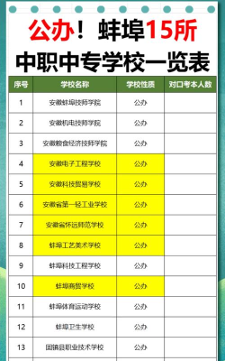 2024年蚌埠排名前三的中专学校名单
