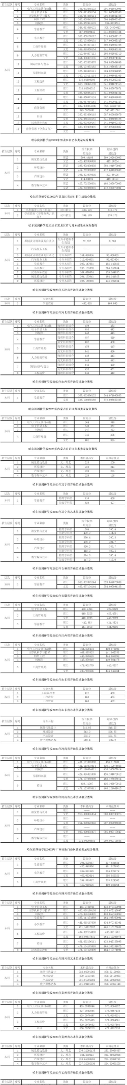 哈尔滨剑桥学院2024年在河南录取分数线、对应位次