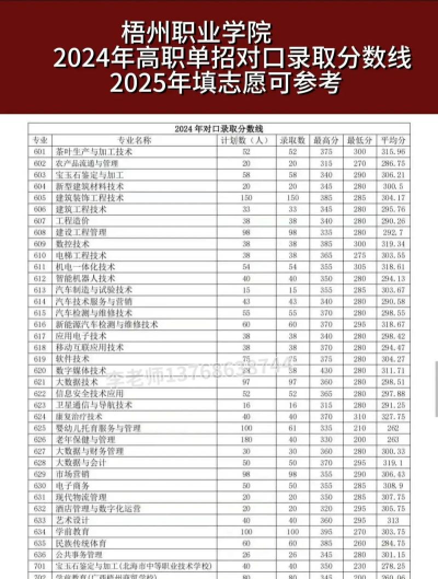 2024年梧州职业学院录取分数线是多少