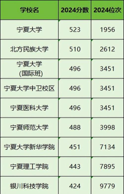 2025宁夏540分能上的大学有哪些