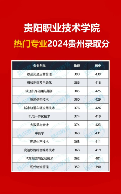 2024年贵州职业技术学院在贵州全部专业录取位次、分数线
