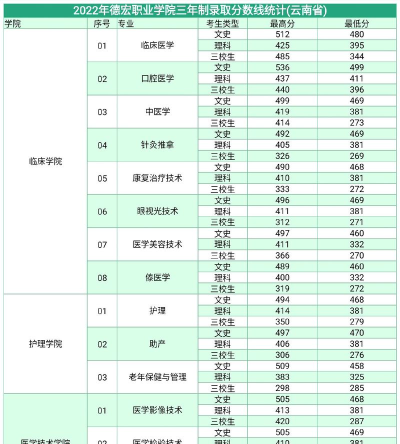 2025德宏职业学院录取分数线是多少