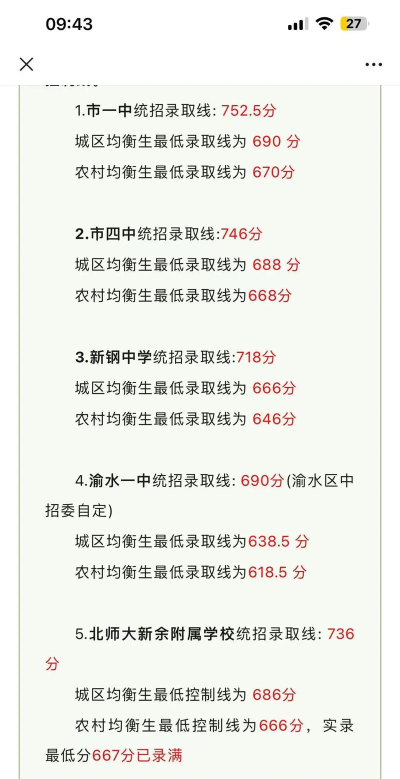 2024年新余中考300-400分能读哪些学校