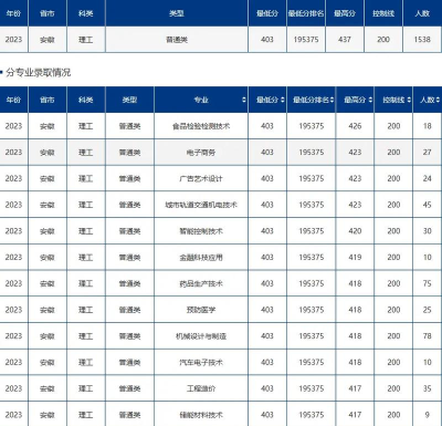 合肥职业技术学院2024各省录取分数线及最低位次是多少