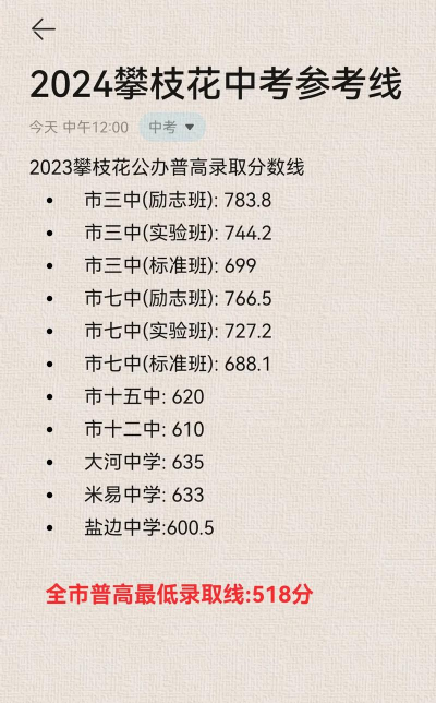 2024年攀枝花中考200-300分能读哪些学校