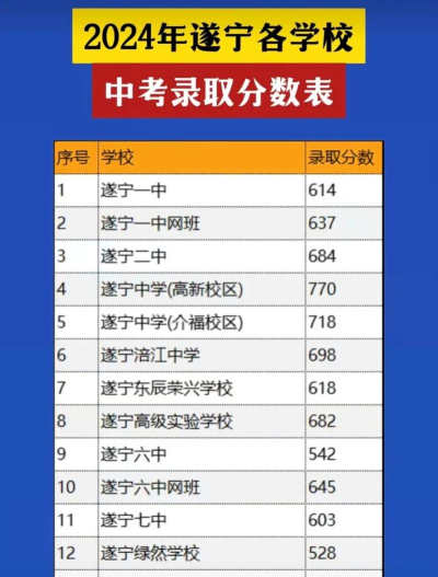 2024年遂宁中考200分左右能读哪些学校