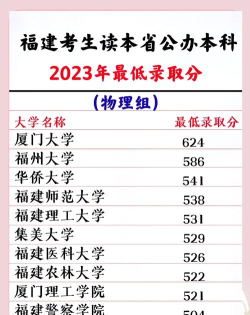 福建物理类663分能考哪些大学
