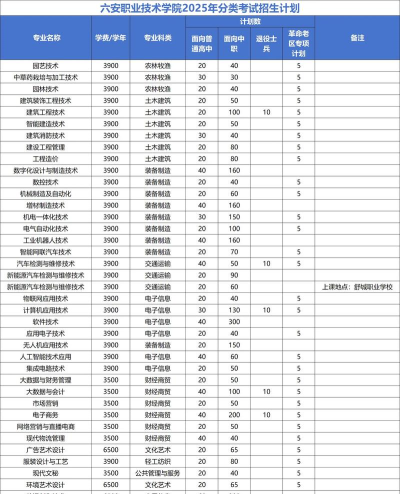 六安市金安职业学校2025年有哪些专业