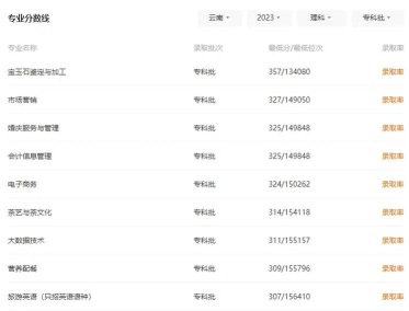 云南旅游职业学院2024年各省录取分数线