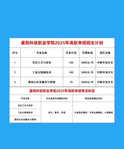 2025年襄阳科技职业学院有有哪些专业推荐