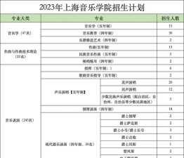 上海音乐学院全国各省招生计划