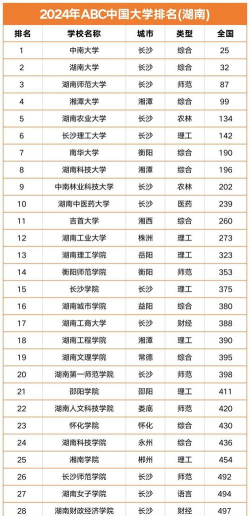2024年湖南高校各专业省排名