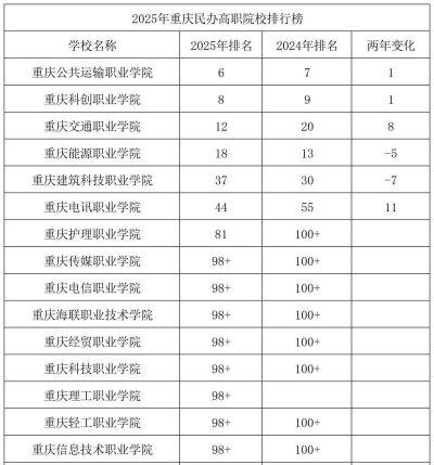 2025年重庆工程大学专业排名