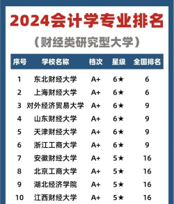 2024年财会类会计专业排名