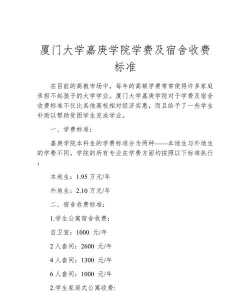 厦大嘉庚学院学费多少