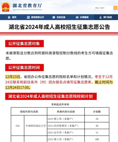 2024湖北高考征集志愿填报时间什么时候 2024湖北高考征集志愿填报时间什么时候