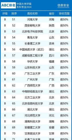 2024网路信息安全专业排名 2024网路信息安全专业排名