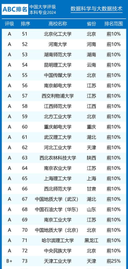 2024技术大数据专业排名 2024技术大数据专业排名