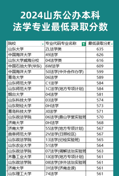 2024年山东高考专业法学排名 2024年山东高考专业法学排名