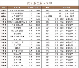 2024沈阳航空大学专业排名 2024沈阳航空大学专业排名