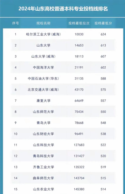 2024年山东高考专业排名 2024年山东高考专业排名