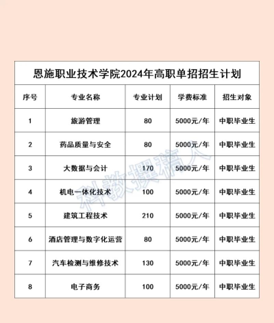 2024恩施职院专业排名 2024恩施职院专业排名