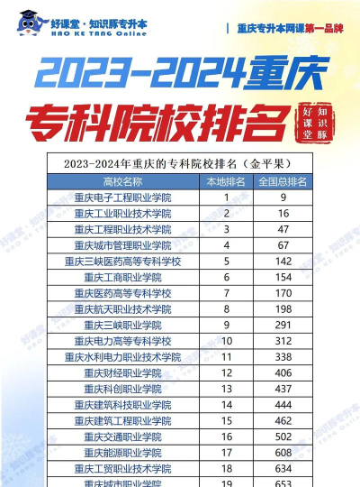 2024重庆电子专业专科排名 2024重庆电子专业专科排名