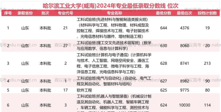 哈尔滨工大威海专业排名 哈尔滨工大威海专业排名