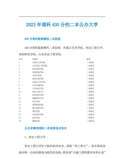 高考430分能上哪些公办二本 高考430分能上哪些公办二本