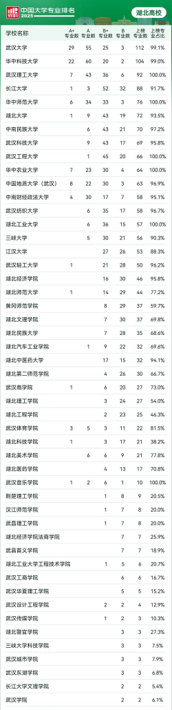 湖北省国家级一流本科专业