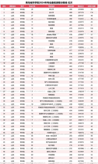 2024年青岛城市学院在广东计划招生人数