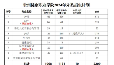 2024年贵州健康职业学院在河南计划招生人数