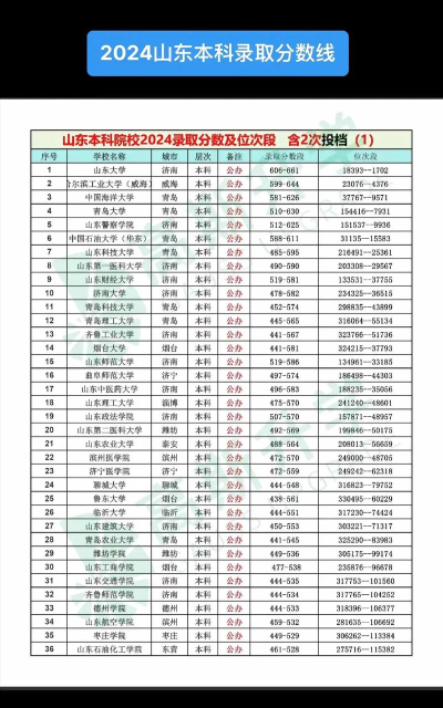 2024年山东省大学分档排名