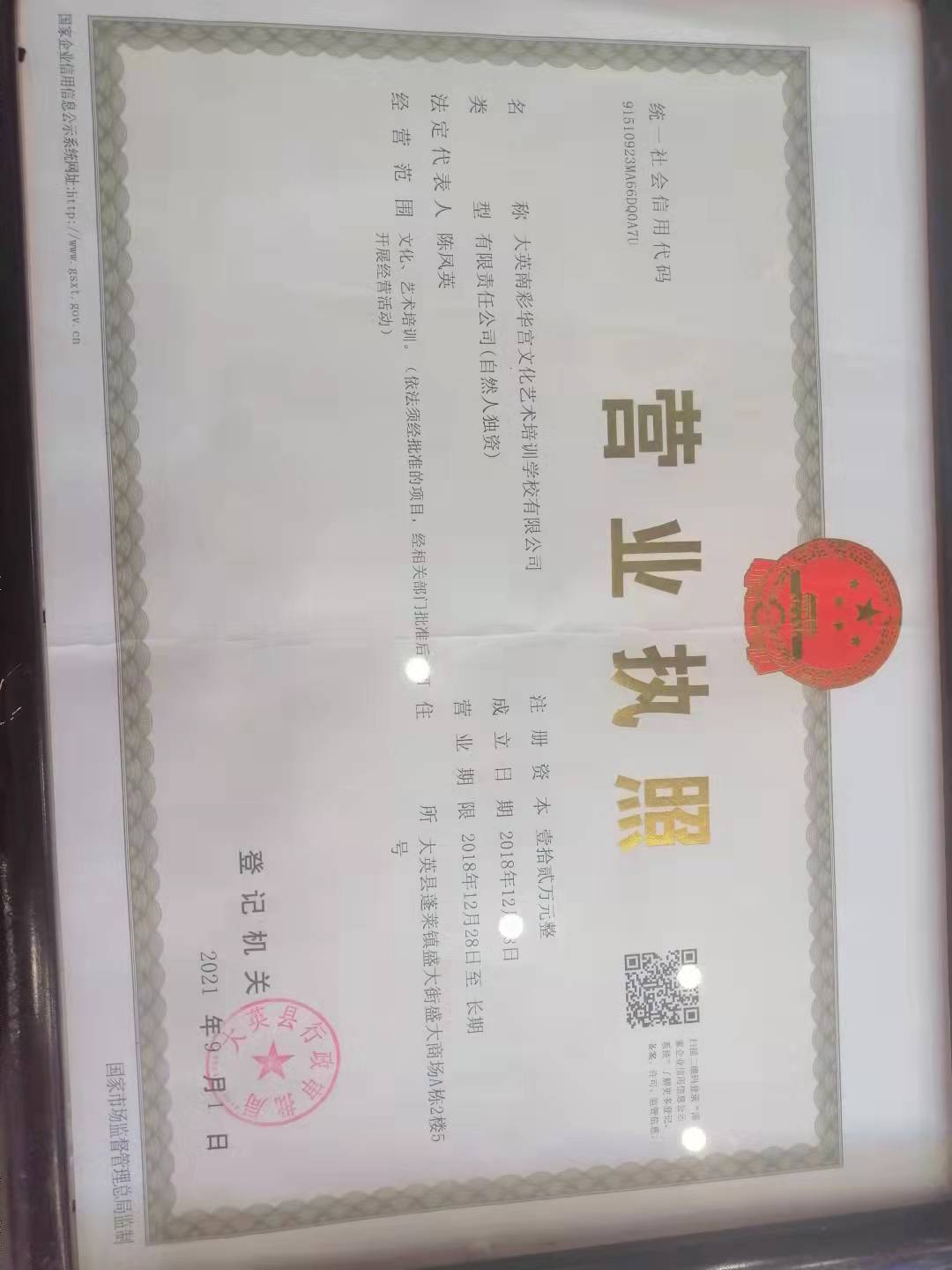 大英南彩华宫文化艺术培训学校有限公司